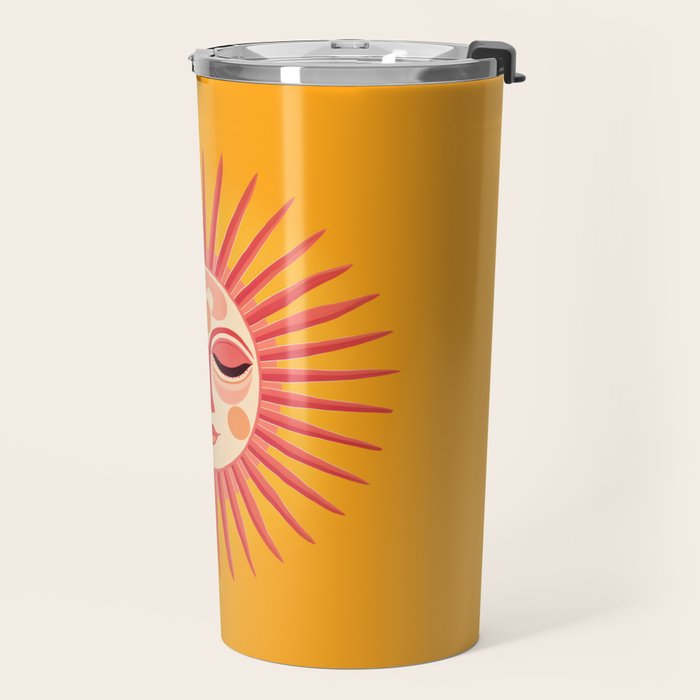 Warm Days And Whimsical Rays Sun Face Travel Mug Gallery Image 2