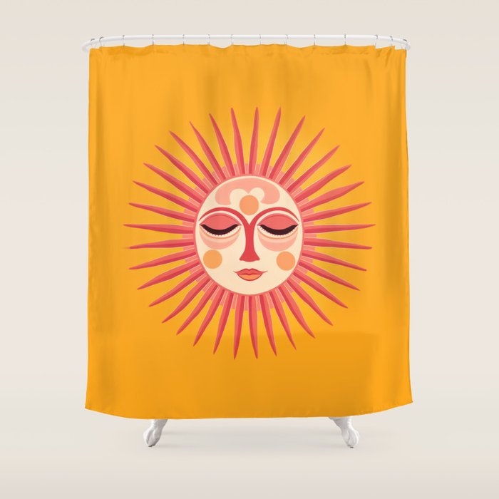 Warm Days And Whimsical Rays Sun Face Shower Curtain Gallery Image 1