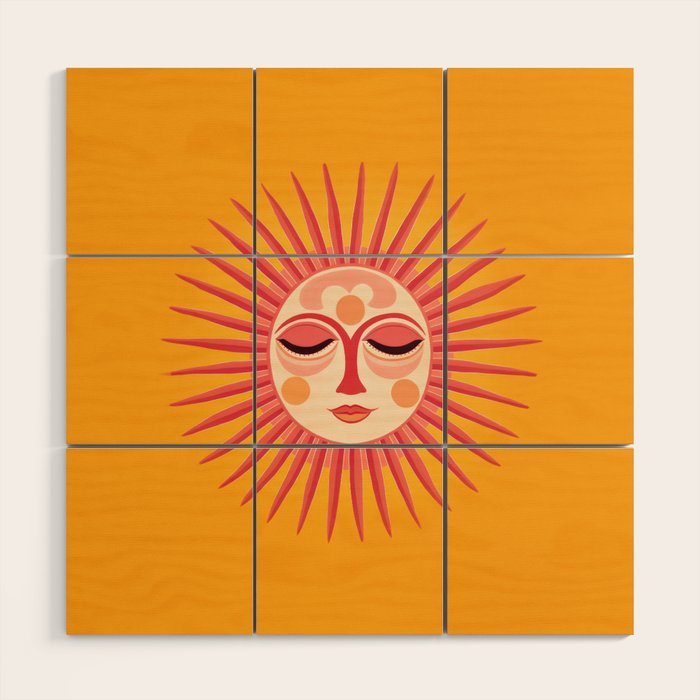 Warm Days And Whimsical Rays Sun Face Wood Wall Art Gallery Image 1