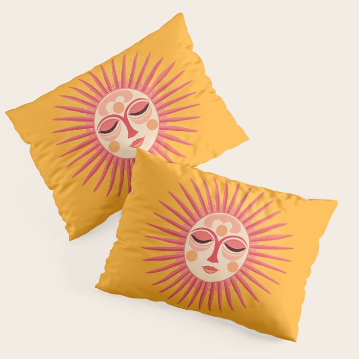Warm Days And Whimsical Rays Sun Face Pillow Sham Gallery Image 3