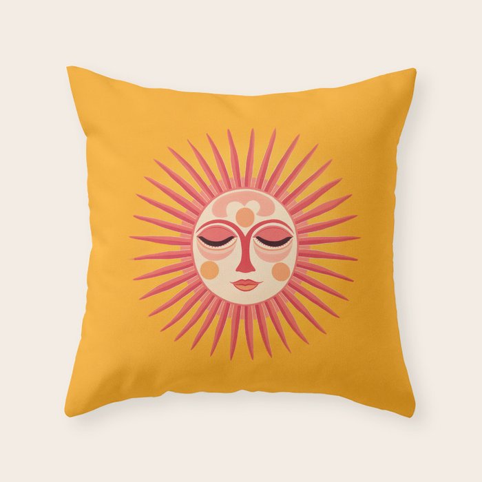Warm Days And Whimsical Rays Sun Face Throw Pillow Gallery Image 6