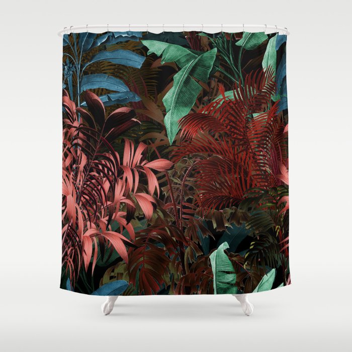 Tropical Night Garden Multicolor Shower Curtain Gallery Image 1