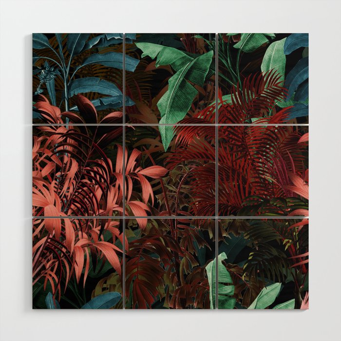 Tropical Night Garden Multicolor Wood Wall Art Gallery Image 1