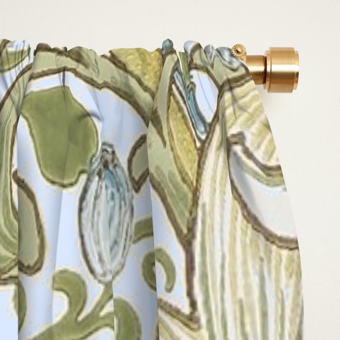William Morris Summer Blue Golden Lily Window Curtain Gallery Image 2