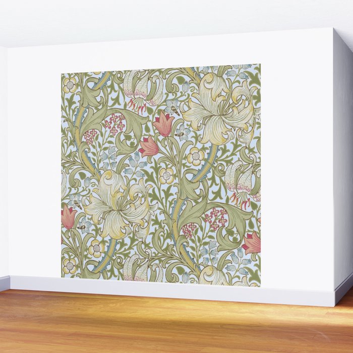 William Morris Summer Blue Golden Lily Wall Mural Gallery Image 2