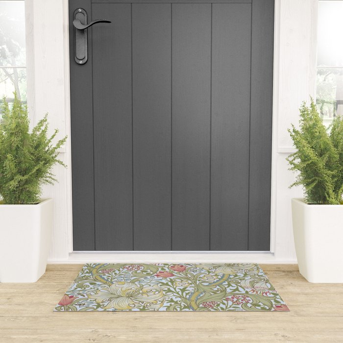 William Morris Summer Blue Golden Lily Welcome Mat Gallery Image 3