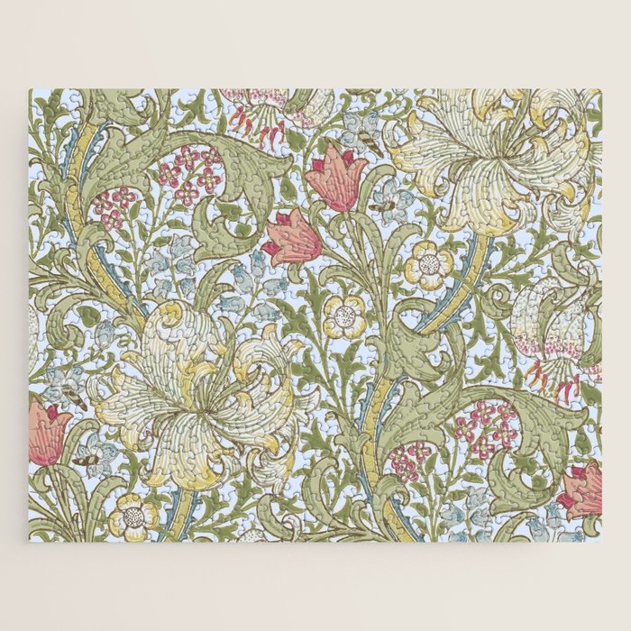William Morris Summer Blue Golden Lily Jigsaw Puzzle Gallery Image 1