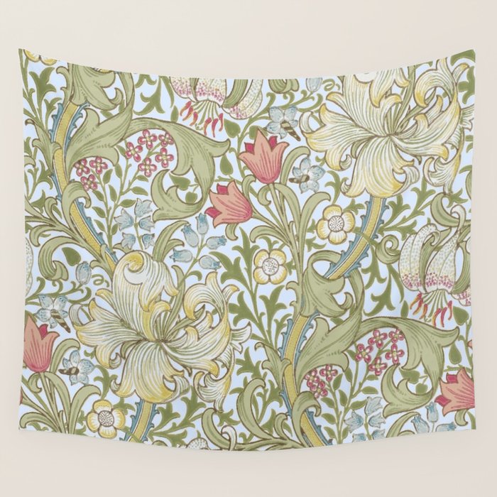 William Morris Summer Blue Golden Lily Wall Tapestry Gallery Image 4