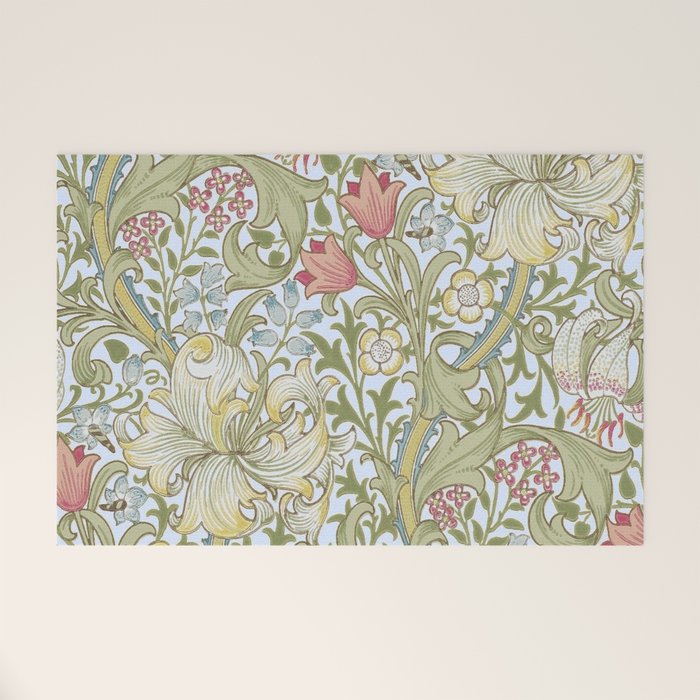 William Morris Summer Blue Golden Lily Welcome Mat Gallery Image 1