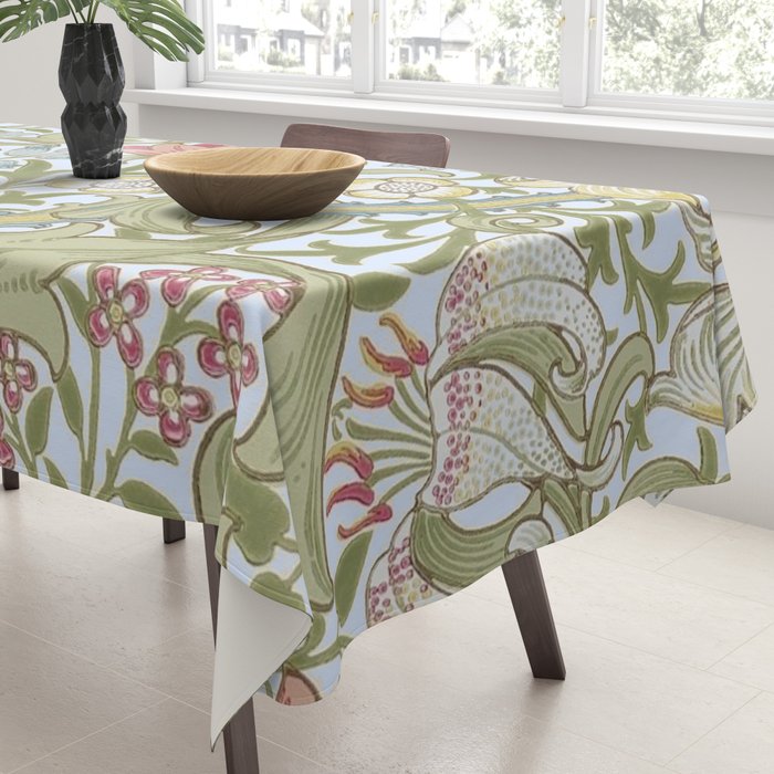 William Morris Summer Blue Golden Lily Tablecloth Gallery Image 3
