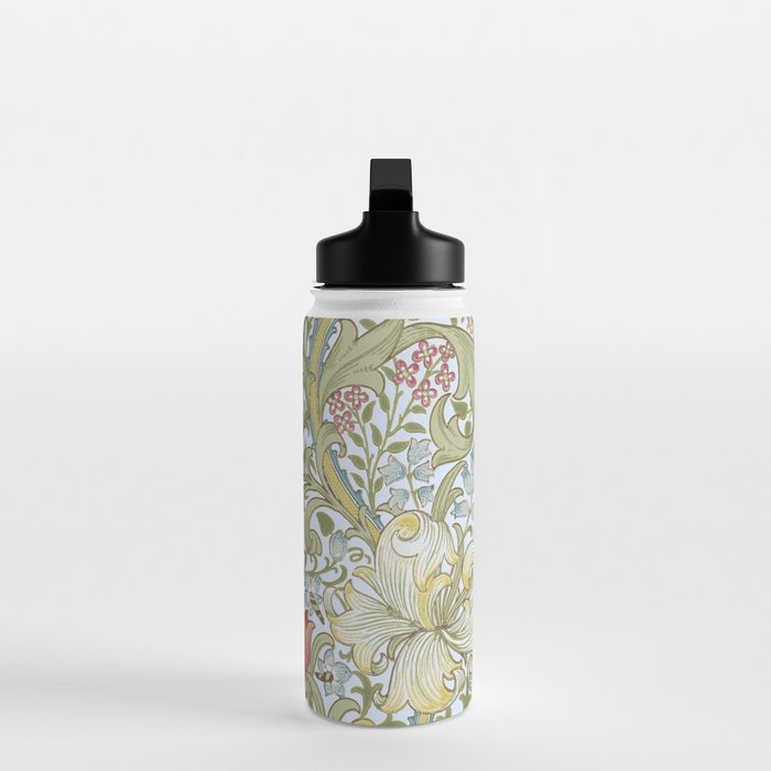 William Morris Summer Blue Golden Lily Water Bottle Gallery Image 3