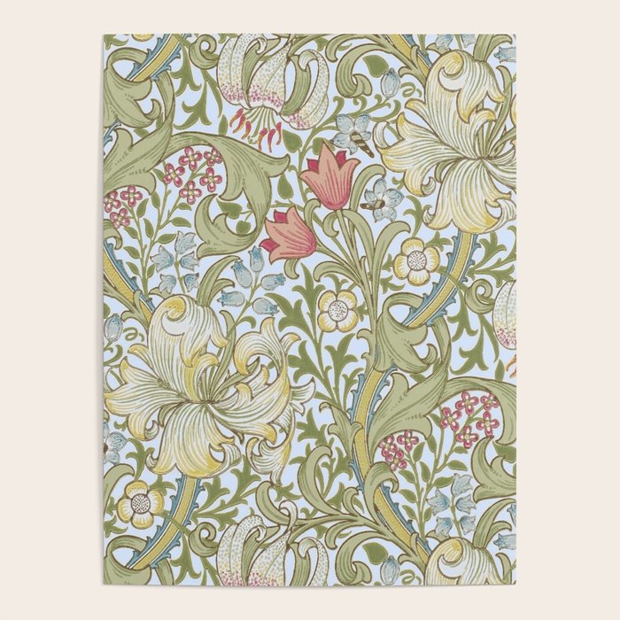 William Morris Summer Blue Golden Lily Poster Gallery Image 1