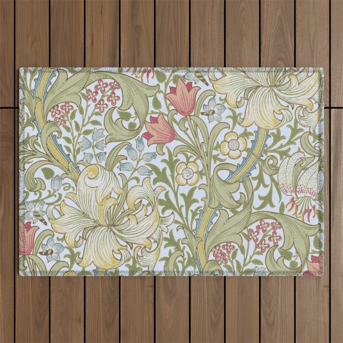 William Morris Summer Blue Golden Lily Outdoor Rug Gallery Image 1