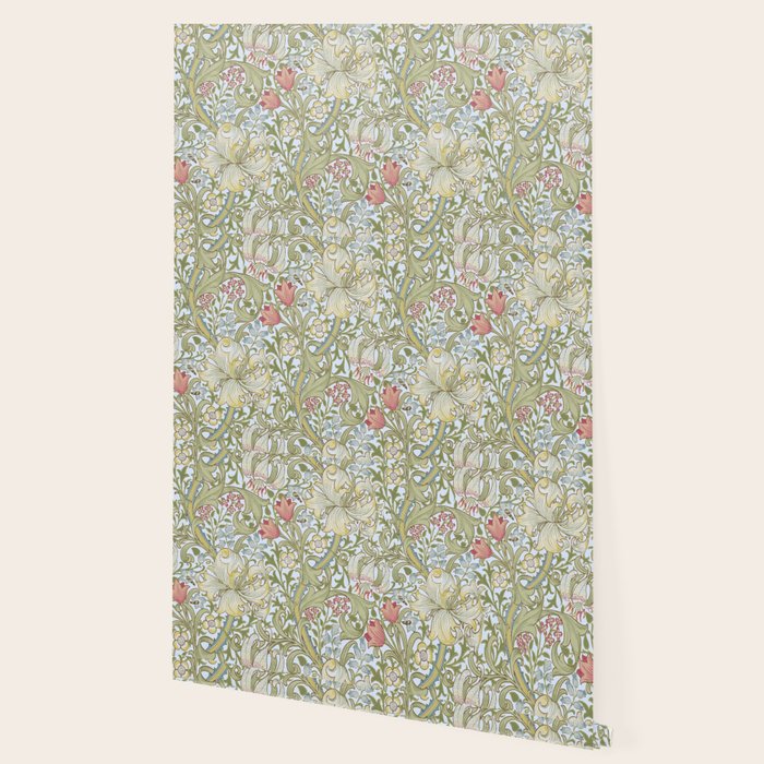 William Morris Summer Blue Golden Lily Wallpaper Gallery Image 2