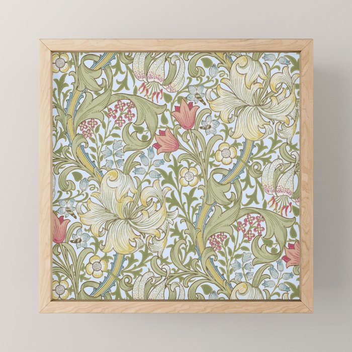 William Morris Summer Blue Golden Lily Mini Art Print Gallery Image 1