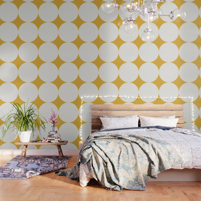 Circular Minimalism - Retro Yellow White Wallpaper Gallery Image 3