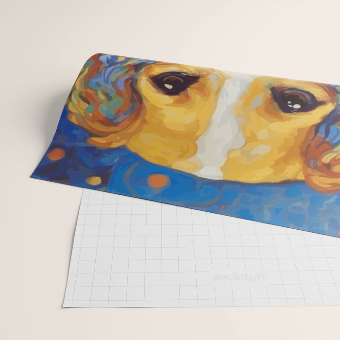 Gustav Klimt Style Dog with Colorful Scarf Wrapping Paper Gallery Image 2