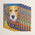 Gustav Klimt Style Dog with Colorful Scarf Wrapping Paper Gallery Image 3