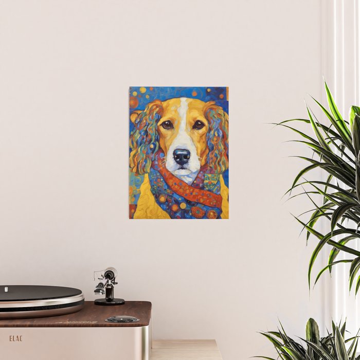 Gustav Klimt Style Dog with Colorful Scarf Poster Gallery Image 2