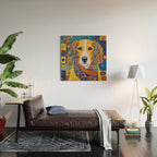 Gustav Klimt Style Dog with Colorful Scarf Wood Wall Art Gallery Image 2