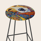 Gustav Klimt Style Dog with Colorful Scarf Stool Gallery Image 2