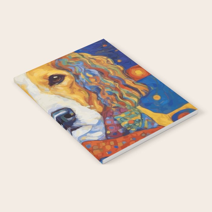 Gustav Klimt Style Dog with Colorful Scarf Notebook Gallery Image 2
