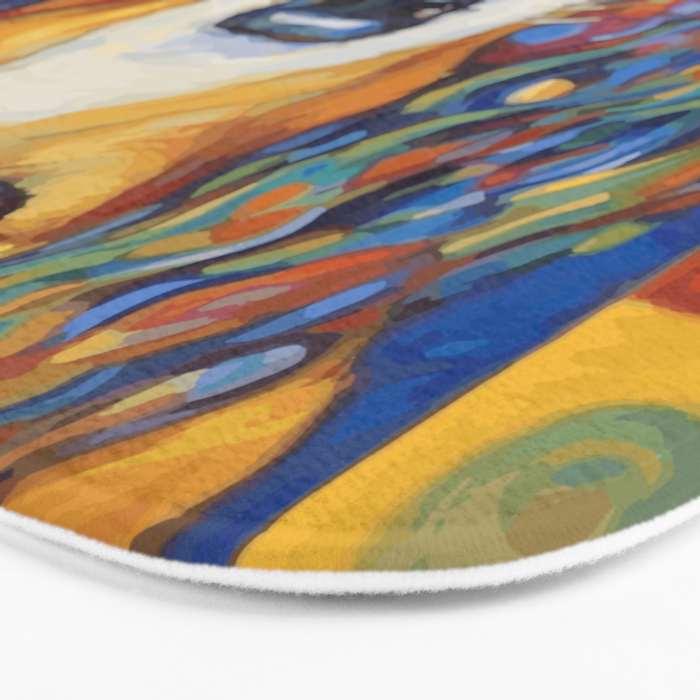 Gustav Klimt Style Dog with Colorful Scarf Bath Mat Gallery Image 3
