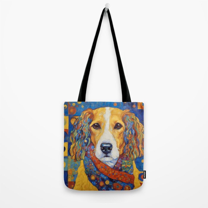 Gustav Klimt Style Dog with Colorful Scarf Tote Bag Gallery Image 2