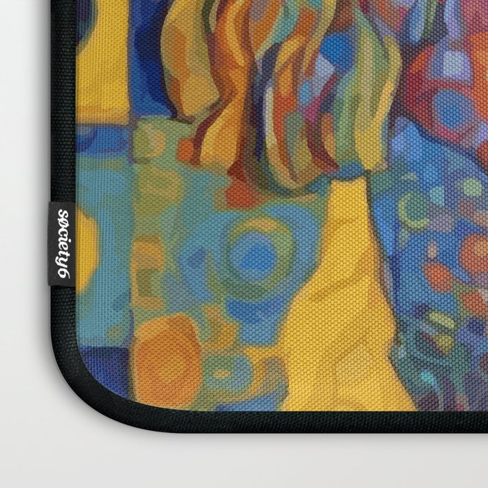 Gustav Klimt Style Dog with Colorful Scarf Laptop Sleeve Gallery Image 3