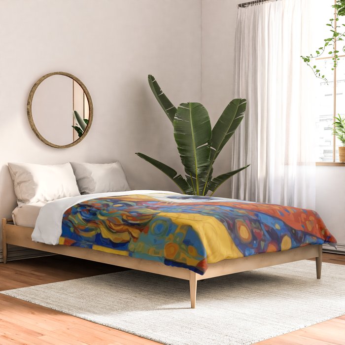 Gustav Klimt Style Dog with Colorful Scarf Comforter Gallery Image 2