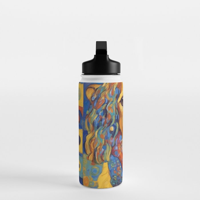 Gustav Klimt Style Dog with Colorful Scarf Water Bottle Gallery Image 3
