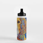 Gustav Klimt Style Dog with Colorful Scarf Water Bottle Gallery Image 2