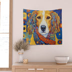 Gustav Klimt Style Dog with Colorful Scarf Wall Tapestry Gallery Image 2