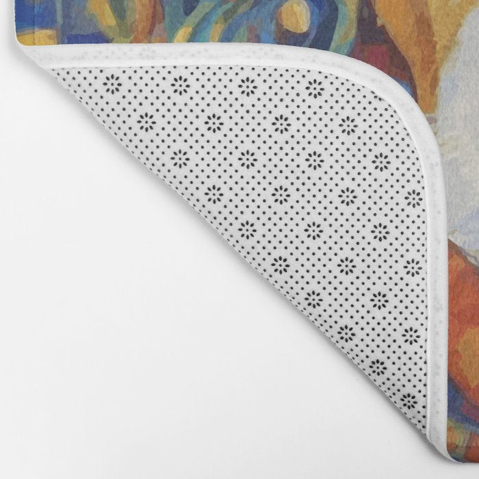Gustav Klimt Style Dog with Colorful Scarf Bath Mat Gallery Image 2