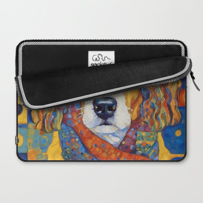 Gustav Klimt Style Dog with Colorful Scarf Laptop Sleeve Gallery Image 2