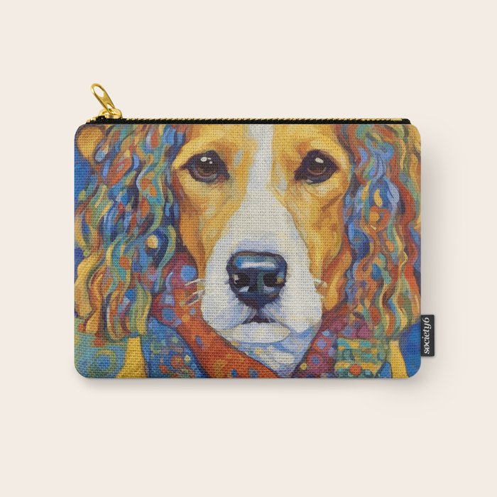 Gustav Klimt Style Dog with Colorful Scarf Carry All Pouch Gallery Image 1