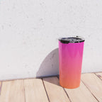 Hot Magenta Pink and Orange Trendy Ombre Travel Mug Gallery Image 4