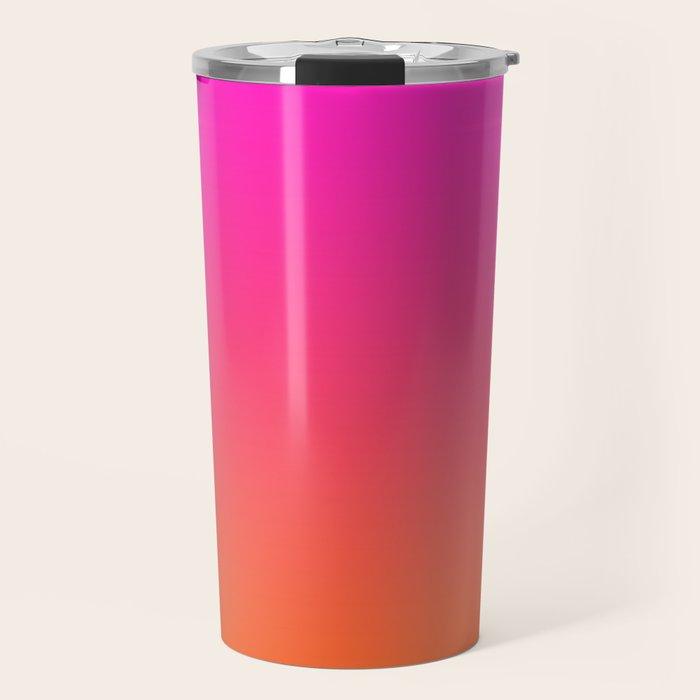 Hot Magenta Pink and Orange Trendy Ombre Travel Mug Gallery Image 1
