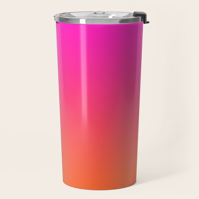 Hot Magenta Pink and Orange Trendy Ombre Travel Mug Gallery Image 2