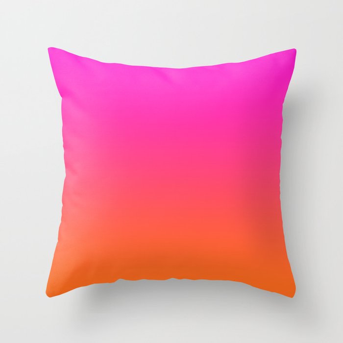Hot Magenta Pink and Orange Trendy Ombre Throw Pillow Gallery Image 1