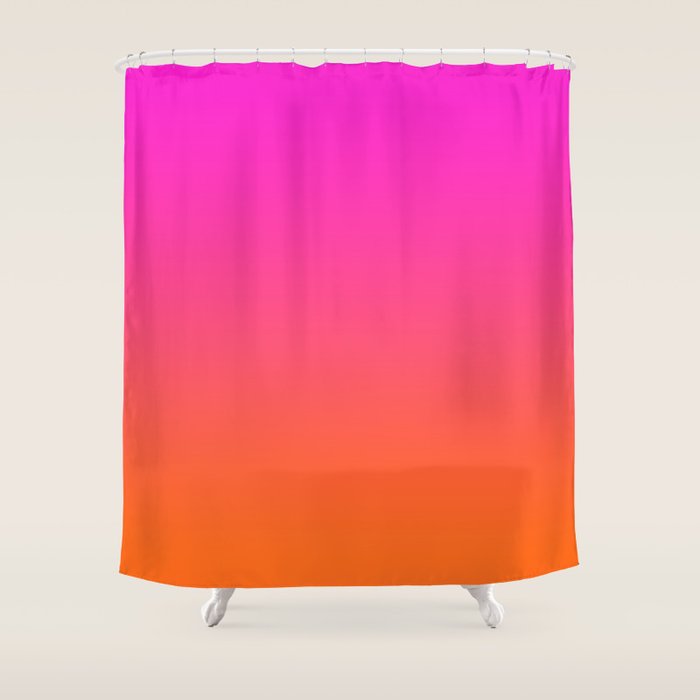 Hot Magenta Pink and Orange Trendy Ombre Shower Curtain Gallery Image 1
