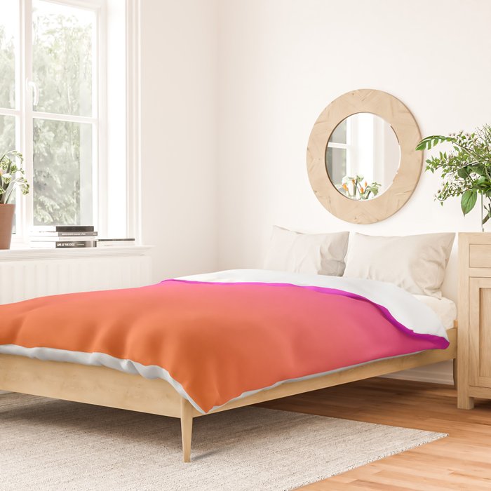 Hot Magenta Pink and Orange Trendy Ombre Duvet Cover Gallery Image 2