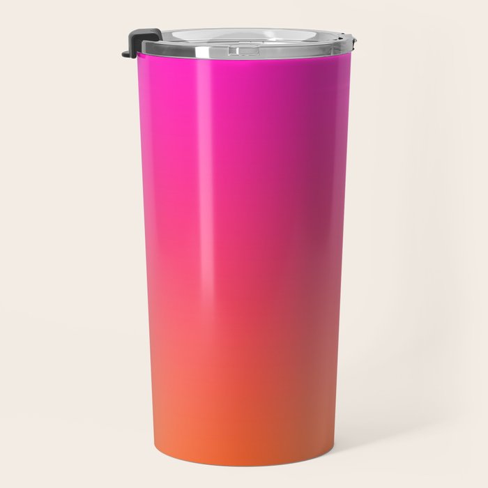 Hot Magenta Pink and Orange Trendy Ombre Travel Mug Gallery Image 3