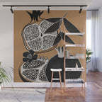 Line Art Pomegranates 5 Wall Mural Gallery Image 1
