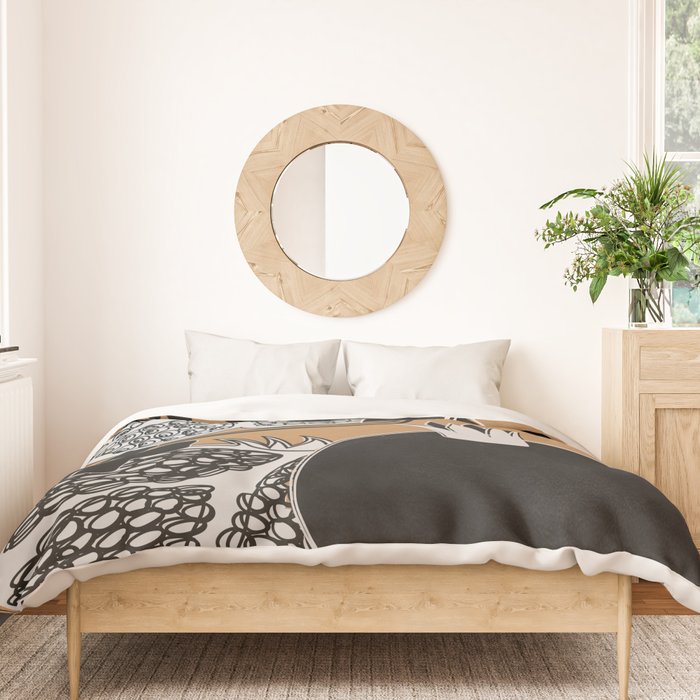 Line Art Pomegranates 5 Duvet Cover Gallery Image 3
