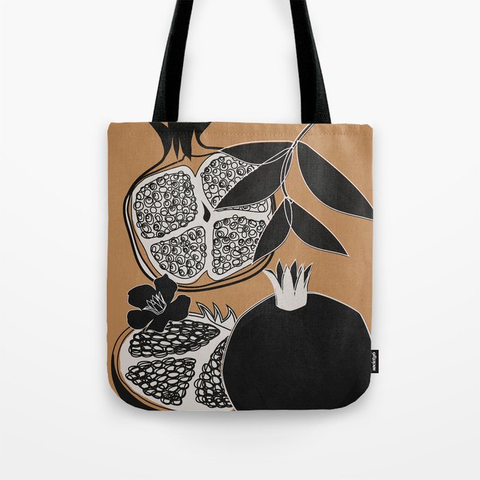 Line Art Pomegranates 5 Tote Bag Gallery Image 1