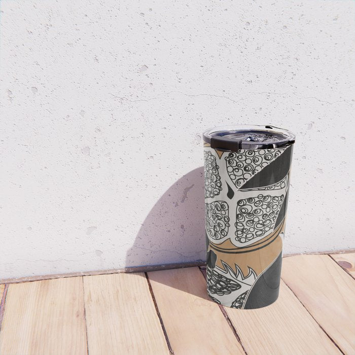 Line Art Pomegranates 5 Travel Mug Gallery Image 4