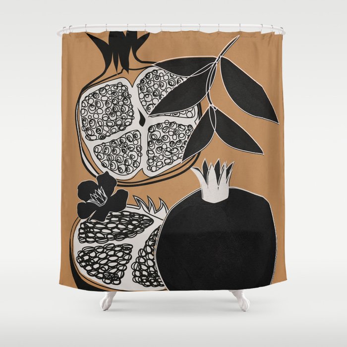 Line Art Pomegranates 5 Shower Curtain Gallery Image 1