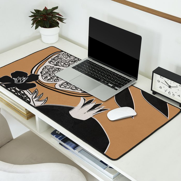 Line Art Pomegranates 5 Desk Mat Gallery Image 2