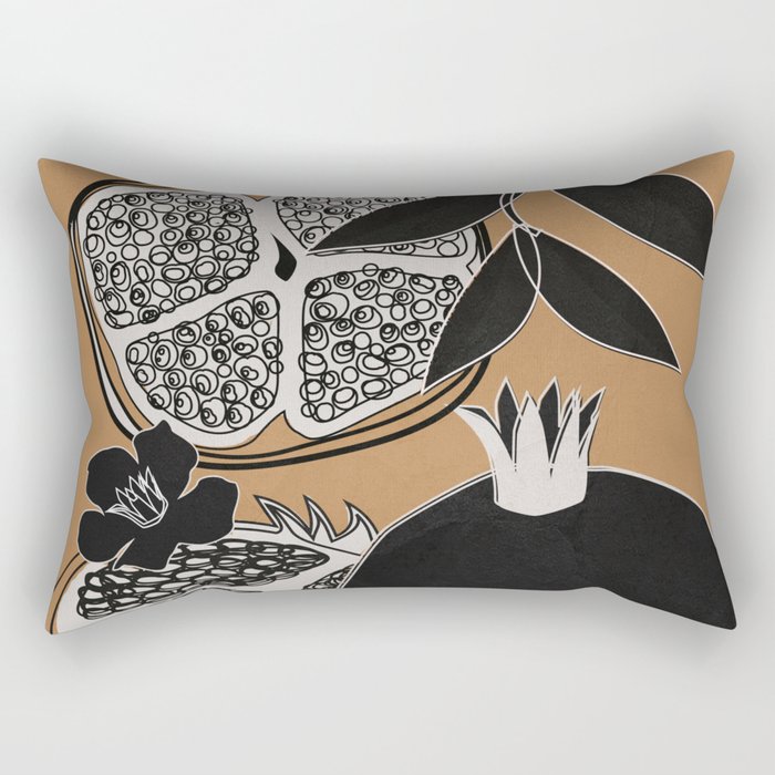 Line Art Pomegranates 5 Rectangular Pillow Gallery Image 2